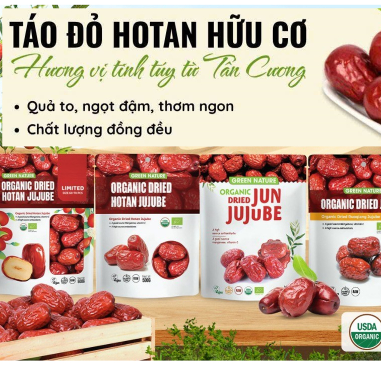 Táo đỏ hữu cơ Organic Jujube Green Nature/ C'lavie/ Organic Life