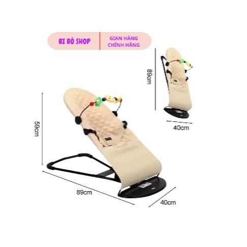 Ghế rung nhún, bập bênh cho bé sơ sinh/ Đệm vải cotton, khung thép chắc chắn Bi Bô Shop!