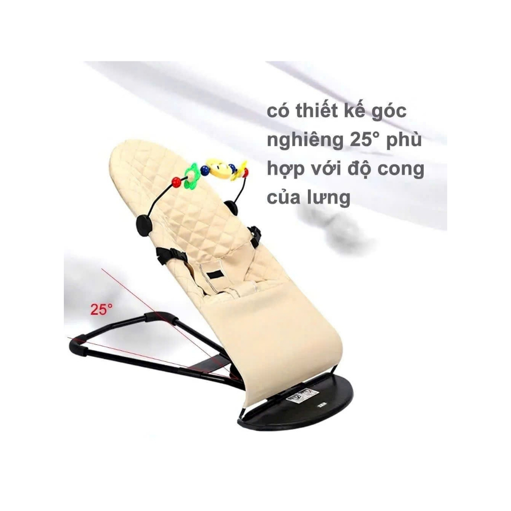 Ghế rung nhún, bập bênh cho bé sơ sinh/ Đệm vải cotton, khung thép chắc chắn Bi Bô Shop!