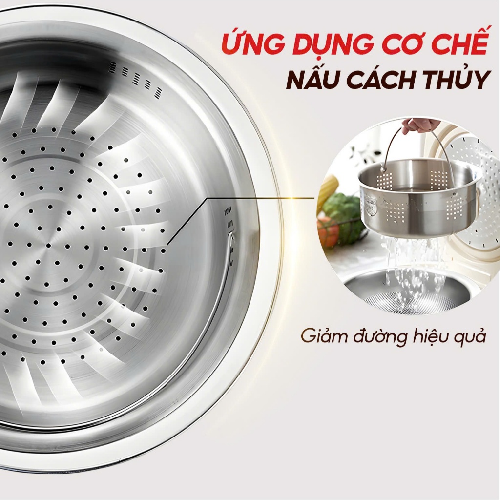 Nồi Cơm Đa Năng VK-TD3L Kèm Khay Hấp VENKO Dung Tích 3L, Chống Dính, Dễ Dàng Vệ Sinh