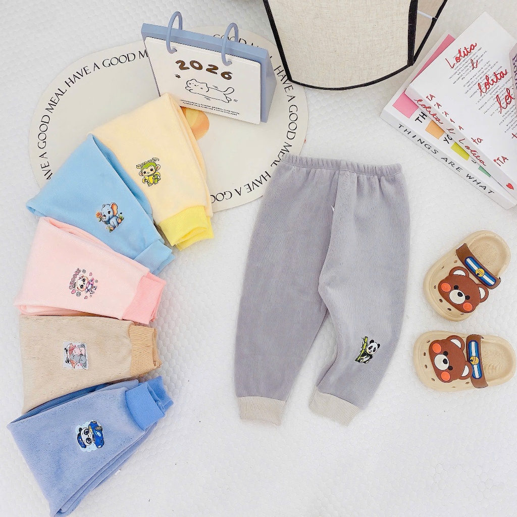 Combo 3 quần dài NHUNG lót lông cho bé từ 5-15kg dầy ấm co giãn thoải mái giữ ấm mùa đông TN01
