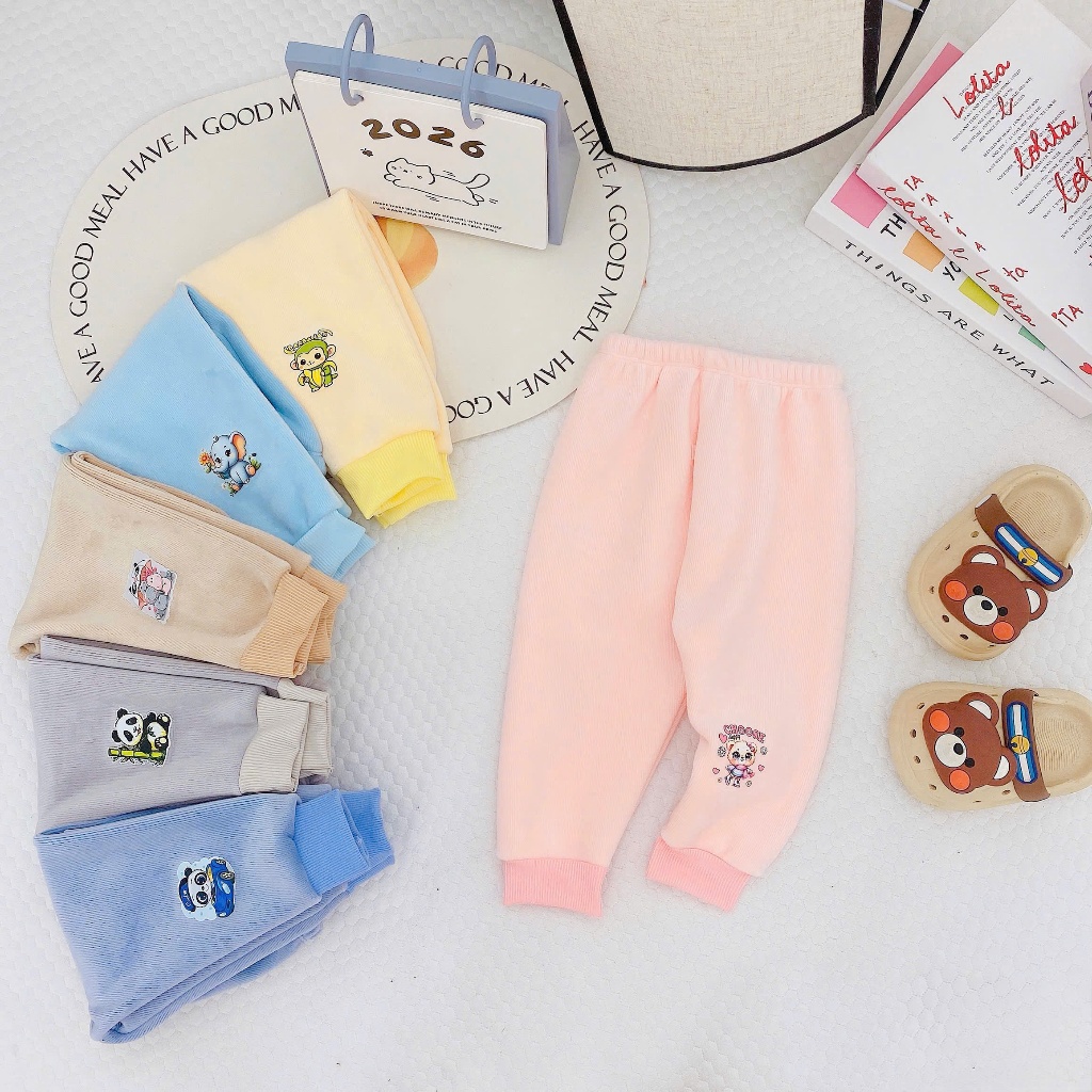 Combo 3 quần dài NHUNG lót lông cho bé từ 5-15kg dầy ấm co giãn thoải mái giữ ấm mùa đông TN01