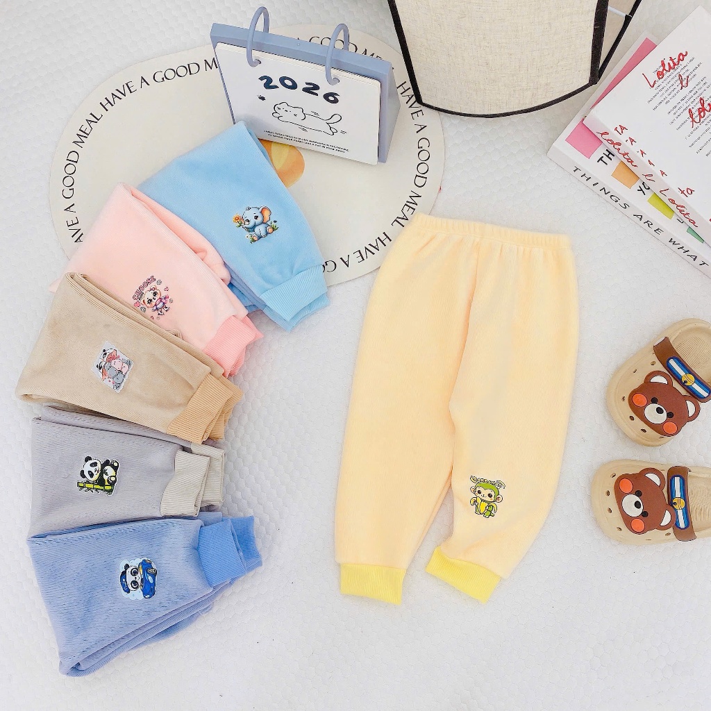 Combo 3 quần dài NHUNG lót lông cho bé từ 5-15kg dầy ấm co giãn thoải mái giữ ấm mùa đông TN01