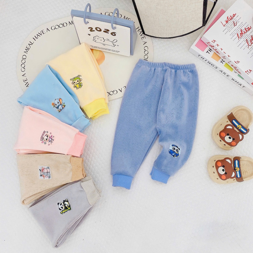 Combo 3 quần dài NHUNG lót lông cho bé từ 5-15kg dầy ấm co giãn thoải mái giữ ấm mùa đông TN01