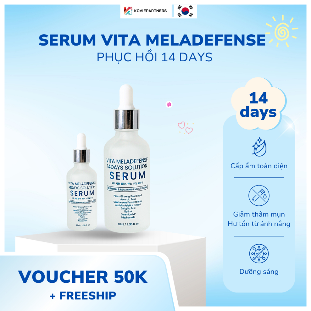 Serum Vita Meladefense 14 Days Koviepartners – Phục Hồi, Sáng Da, Cấp Ẩm