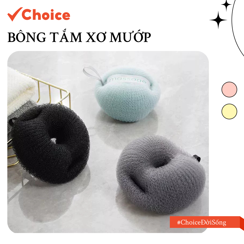[Choice] Bông Tắm Xơ Mướp LS1-2788-63 Bông Tẩy Tế Bào Chết Mát Xa Mềm Mại Đai Tay Nhiều Màu