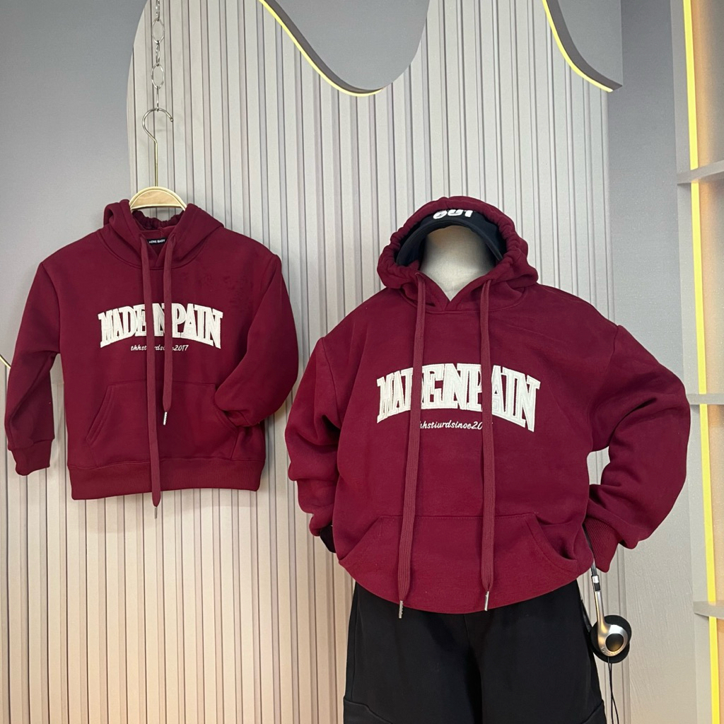 Áo hoodie LÓT LÔNG trẻ em áo nỉ có mũ cho bé 20-45kg chất dầy ấm