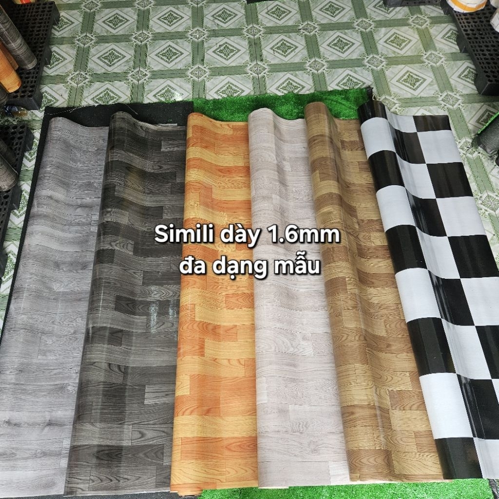 Combo 2m x 6.5m, Thảm simili vân gỗ dày 1.6mm trải  sàn, chống thấm nước dễ vệ sinh và lau chùi