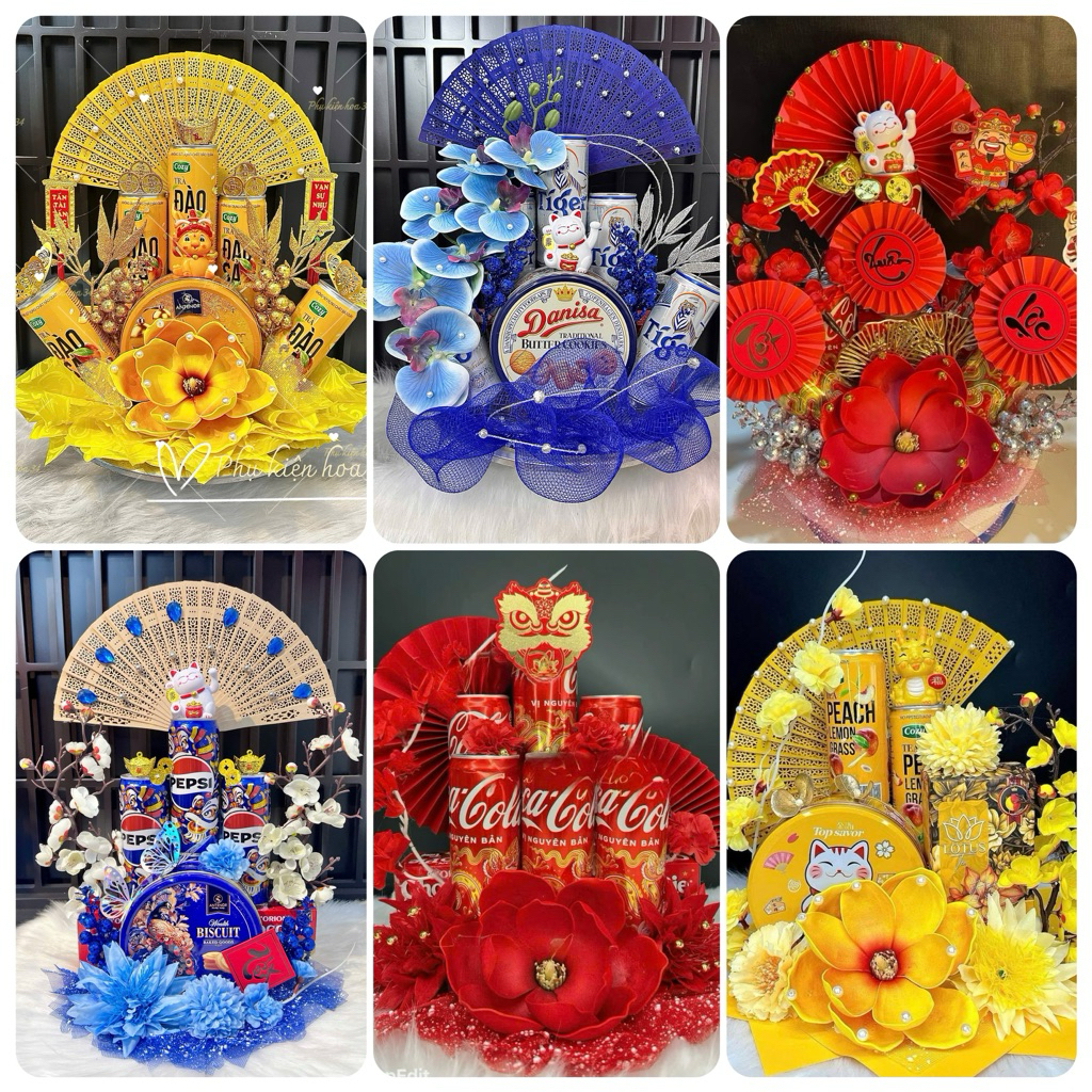 [ Tặng 1 keo nến] Set phụ kiện trang trí tháp nước/tháp bánh/giỏ quà deco ngày tết