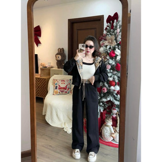 Set Bộ Nữ Kẻ Búp Sang Chảnh Vải Nỉ Len Tăm Dáng Suông Hàng QCCC Thời Trang Nữ, Set Bộ Nữ Sang Chảnh Kẻ Thời Trang Nam Nữ
