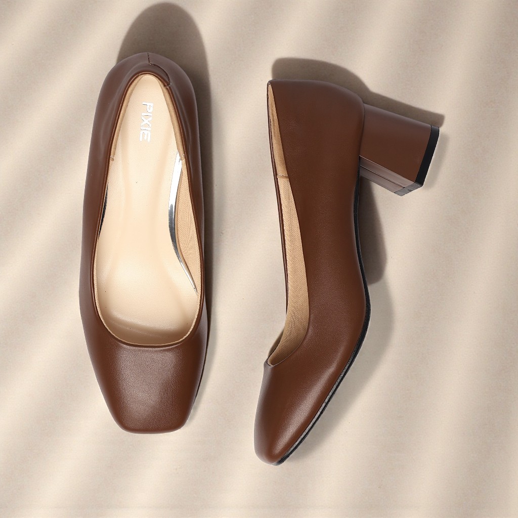 Giày Cao Gót Nữ 5cm Mũi Vuông Pixie X558