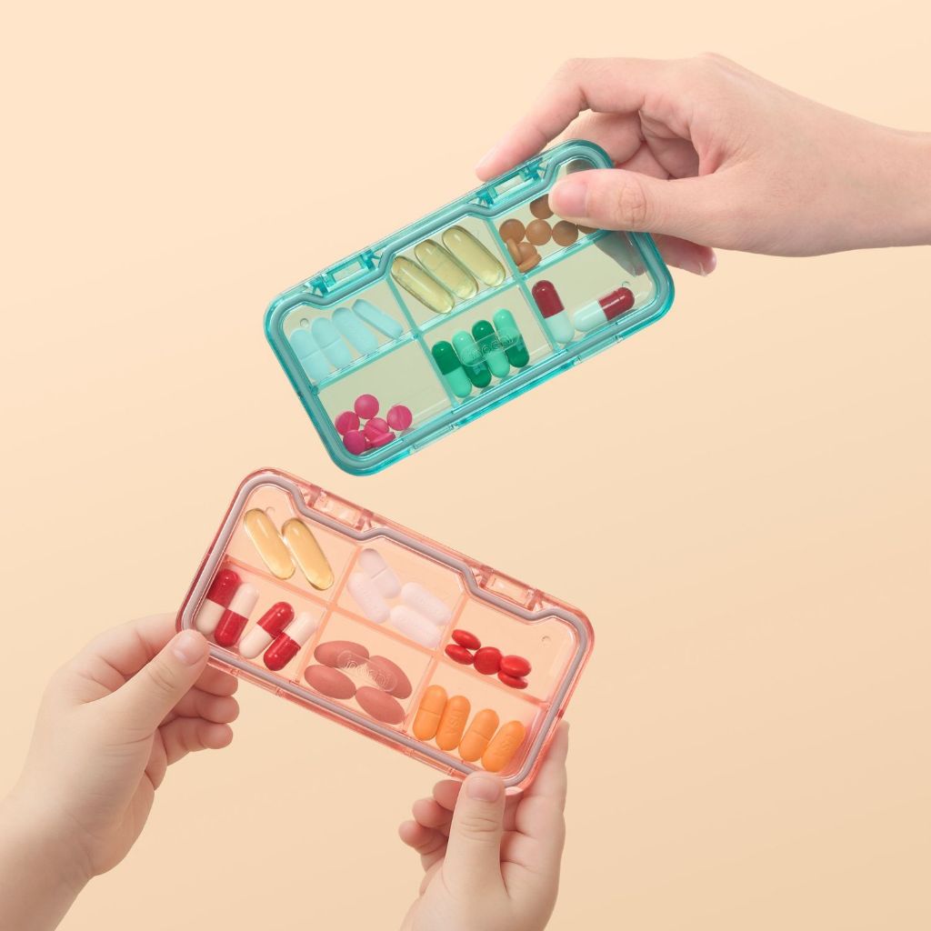 HỘP ĐỰNG THUỐC CÁ NHÂN Okina Inochi Từ Nhựa PP, Chia Ngăn, Phân Loại Thuốc & Vitamin, Ngăn Ẩm Mốc