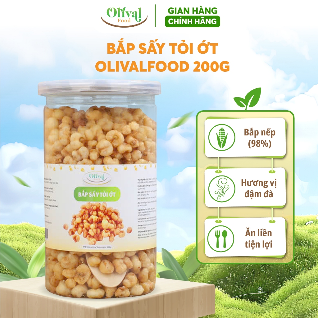 Bắp sấy tỏi ớt - Snack ăn vặt 200g giòn rụm, thơm ngon, đậm vị – OlivalFood