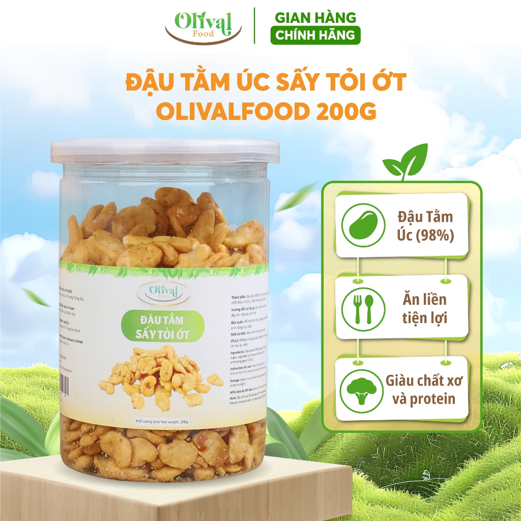 Đậu tằm sấy tỏi ớt -Đậu tằm Úc giòn tan, ít béo, Giàu protein & chất xơ, ăn ngon mà vẫn đẹp dáng - OlivalFood
