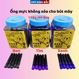 Combo 1 Hộp Mực Ống Không Xóa 50 Ống Tặng 1 Bút Máy EF Đủ Màu Cơ Bản Cho Học Sinh Tiểu Học