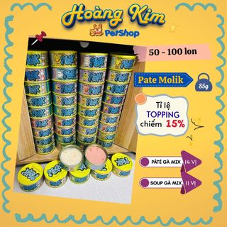 [Thùng 100 Lon] Pate Molik 85g Mix Đủ 25 Vị - Menu Mousse & Soup Thay Đổi Mỗi Ngày Không Lo Boss Ngán