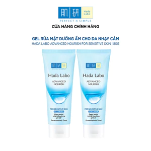 Combo 2 Sữa rửa mặt dưỡng ẩm dạng gel cho da nhạy cảm Hada Labo Advanced Nourish For Sensitive Skin Cleanser 80g