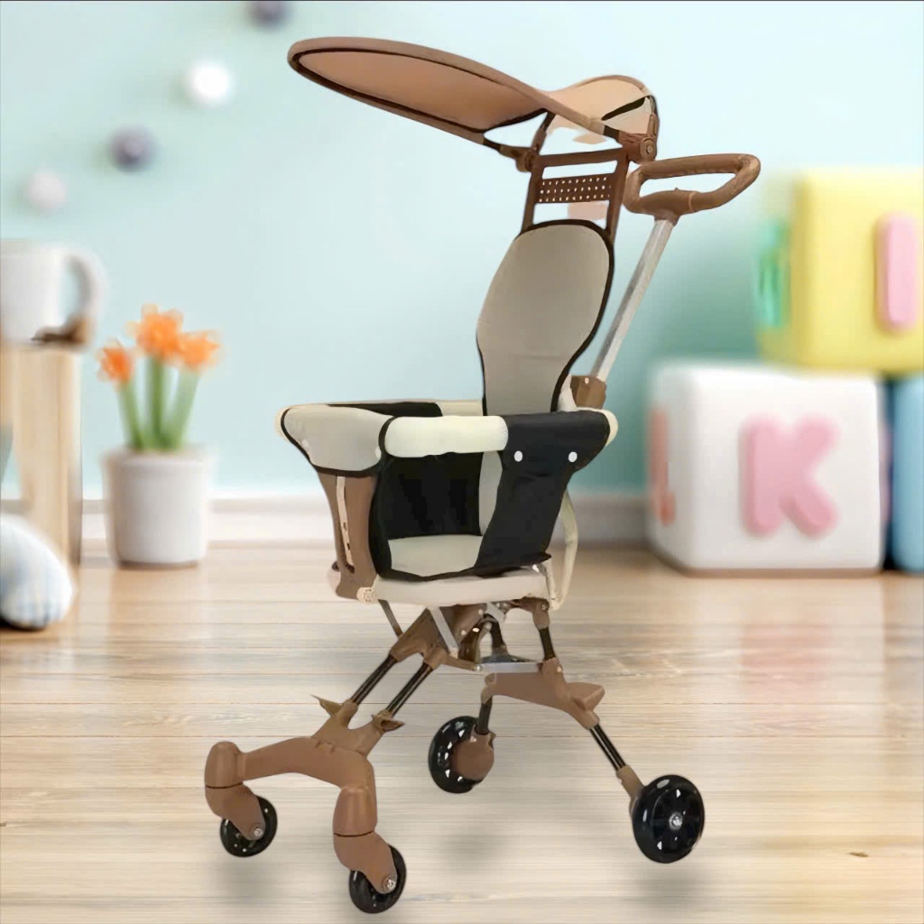 Xe đẩy gấp gọn, xe đẩy du lịch cho bé/ Xe đẩy hai chiều cao cấp, quai xốp có khóa bánh an toàn BI BÔ SHOP