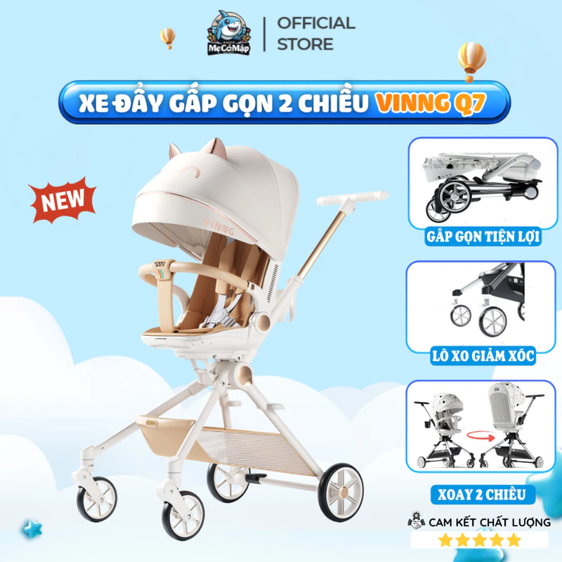 Xe Đẩy Cho Bé Vinng Q7 Chính Hãng, Xe Đẩy Gấp Gọn Đảo Chiều 360 Độ Tiện Lợi, Có Giảm Xóc An Toàn — ảnh 1