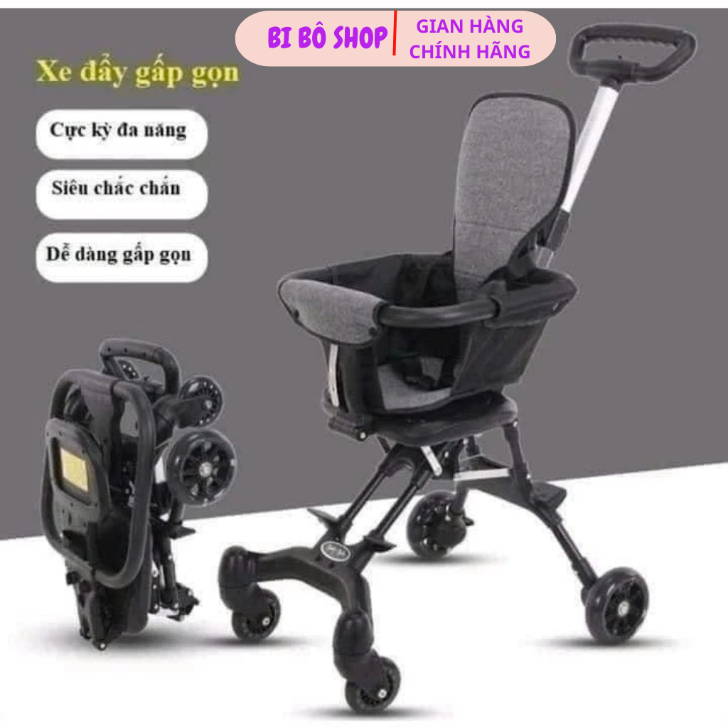 Xe đẩy gấp gọn, xe đẩy du lịch cho bé/ Xe đẩy hai chiều, quai xốp có khóa bánh an toàn BI BÔ SHOP