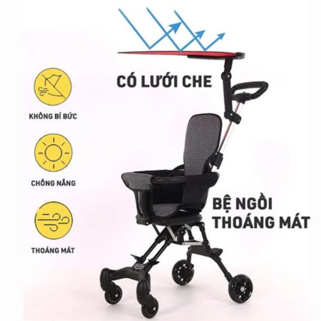 Xe đẩy gấp gọn, xe đẩy du lịch cho bé/ Xe đẩy hai chiều, quai sốp có khóa bánh an toàn BI BÔ SHOP