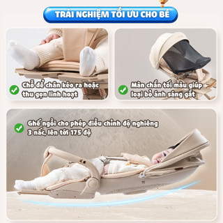 Xe Đẩy Gấp Gọn Cho Bé VINNG Q11 Đảo 2 Chiều Tích Hợp Quạt Mát Thoáng Khí Và Hệ Thống Giảm Xóc