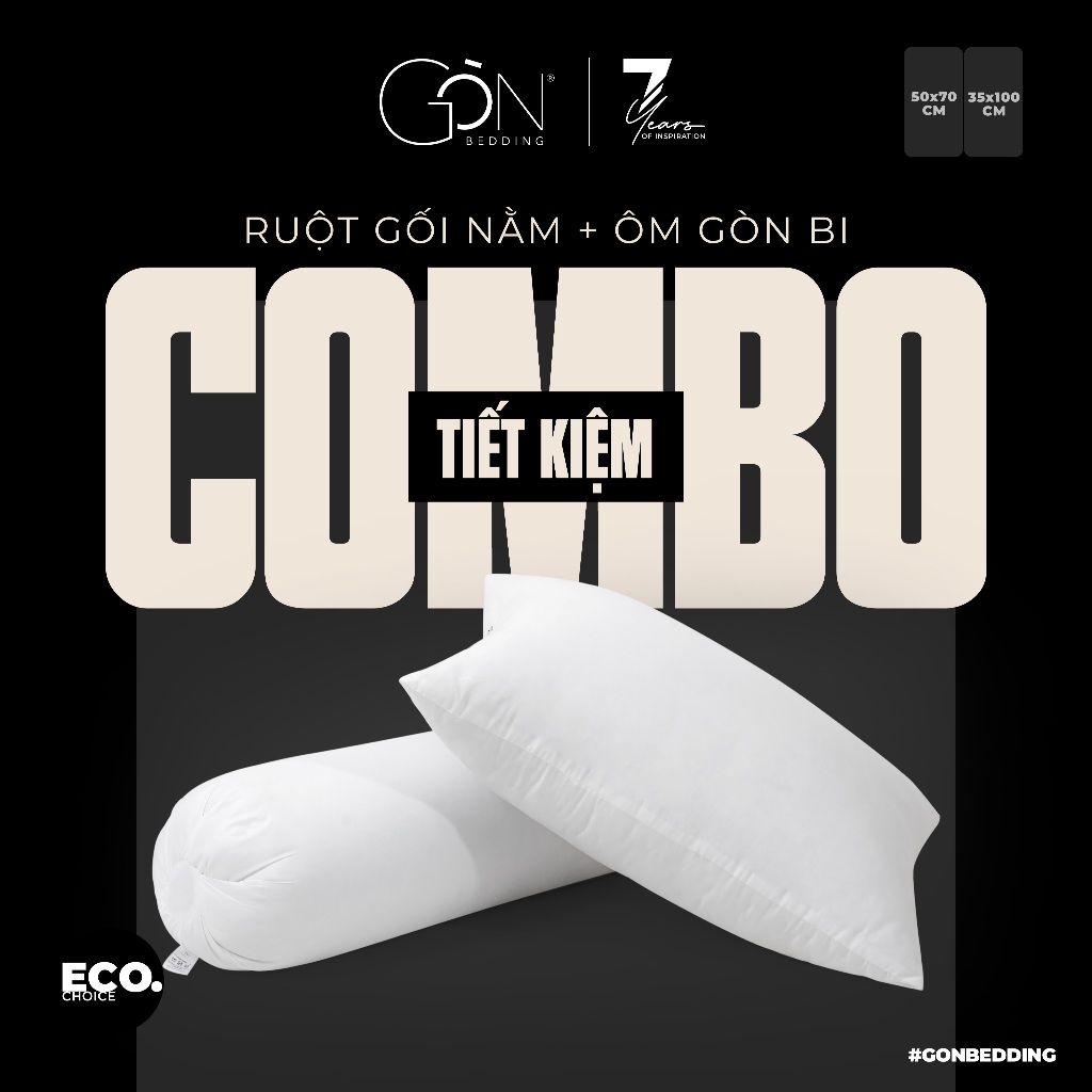 Ruột Gối Gòn Bi Gòn Bedding Gối Nằm Gối Ôm Tiêu Chuẩn Khách Sạn 3* 50x70 cm & 35x100 cm