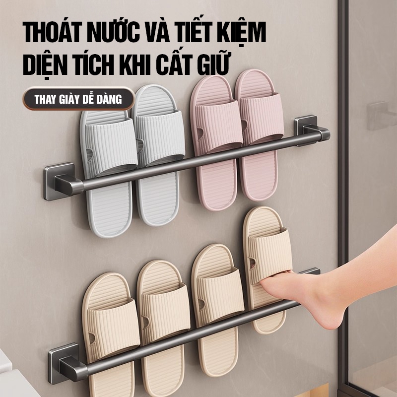 Kaleis Giá treo dép dán tường nhôm sơn tĩnh điện – Giá treo khăn nhà tắm tiện lợi, chống gỉ, chịu lực tốt