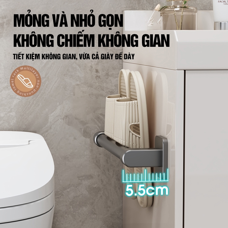 Kaleis Giá treo dép dán tường nhôm sơn tĩnh điện – Giá treo khăn nhà tắm tiện lợi, chống gỉ, chịu lực tốt