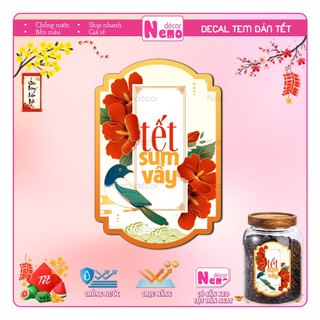 Tem Dán Tết 2026, Decal Dán Tết Sum Vầy, Tem Dán Chúc Mừng Năm Mới Trang Trí Hộp Quà, Bánh, Kẹo, Mứt Ngày Tết.