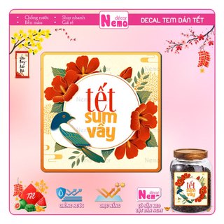 Tem Dán Tết 2026, Decal Dán Tết Sum Vầy, Tem Dán Chúc Mừng Năm Mới Trang Trí Hộp Quà, Bánh, Kẹo, Mứt Ngày Tết.