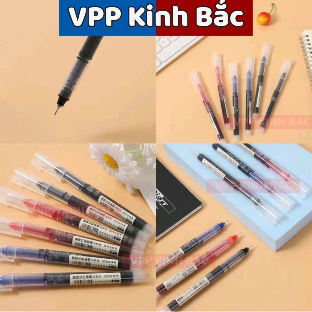 Combo 50 bút gel ngòi kim G03 bút nước, ống mực 0.5mm 3 màu đen xanh đỏ viết mực đẹp nét đều văn phòng phẩm
