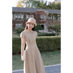 CÉLESTE - LIZZY DRESS Váy Tiểu Thư Dáng Dài Xoè Tay Ngắn Chất Kaki Hàn Thiết Kế Cổ Bẻ Phối Cúc Bọc Tôn Dáng — ảnh 4