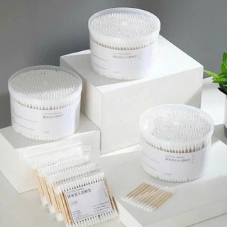 Tăm bông thân gỗ cao cấp hộp 500 que – bông ngoáy tai y tế, spa, trang điểm, kháng khuẩn, an toàn, dễ bảo quản