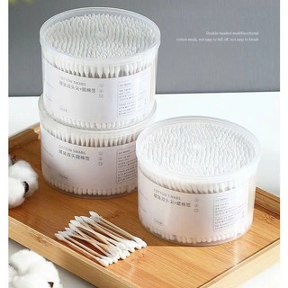 Tăm bông thân gỗ cao cấp hộp 500 que – bông ngoáy tai y tế, spa, trang điểm, kháng khuẩn, an toàn, dễ bảo quản