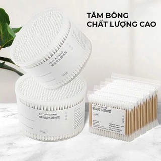 Tăm bông thân gỗ cao cấp hộp 500 que – bông ngoáy tai y tế, spa, trang điểm, kháng khuẩn, an toàn, dễ bảo quản