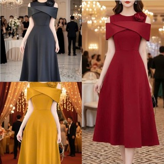 Đầm xoè choàng vai sang trọng hàng cao cấp mm 2025a