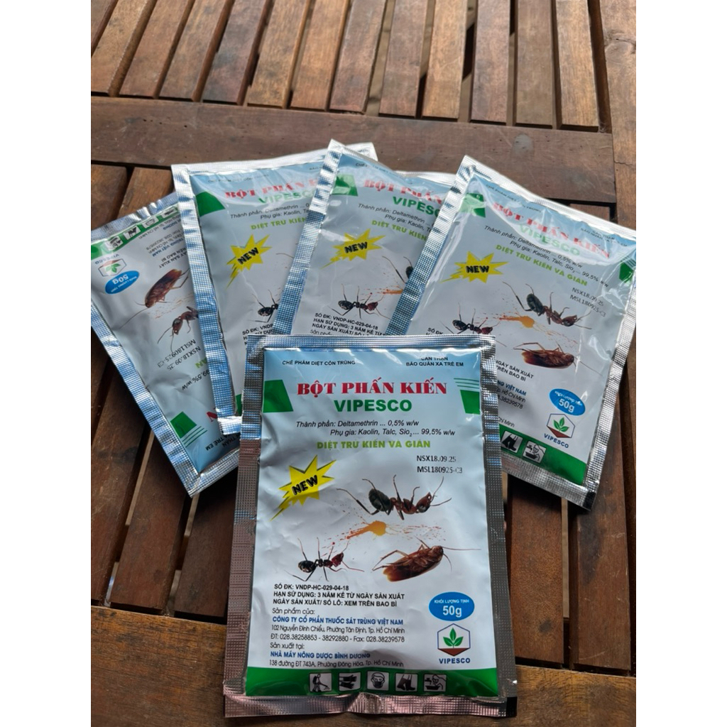 Bột Phấn Kiến Vipesco, Diet kiến gián trong nhà, khách sạn, vườn cây- Chế phẩm sinh học gói 50gr