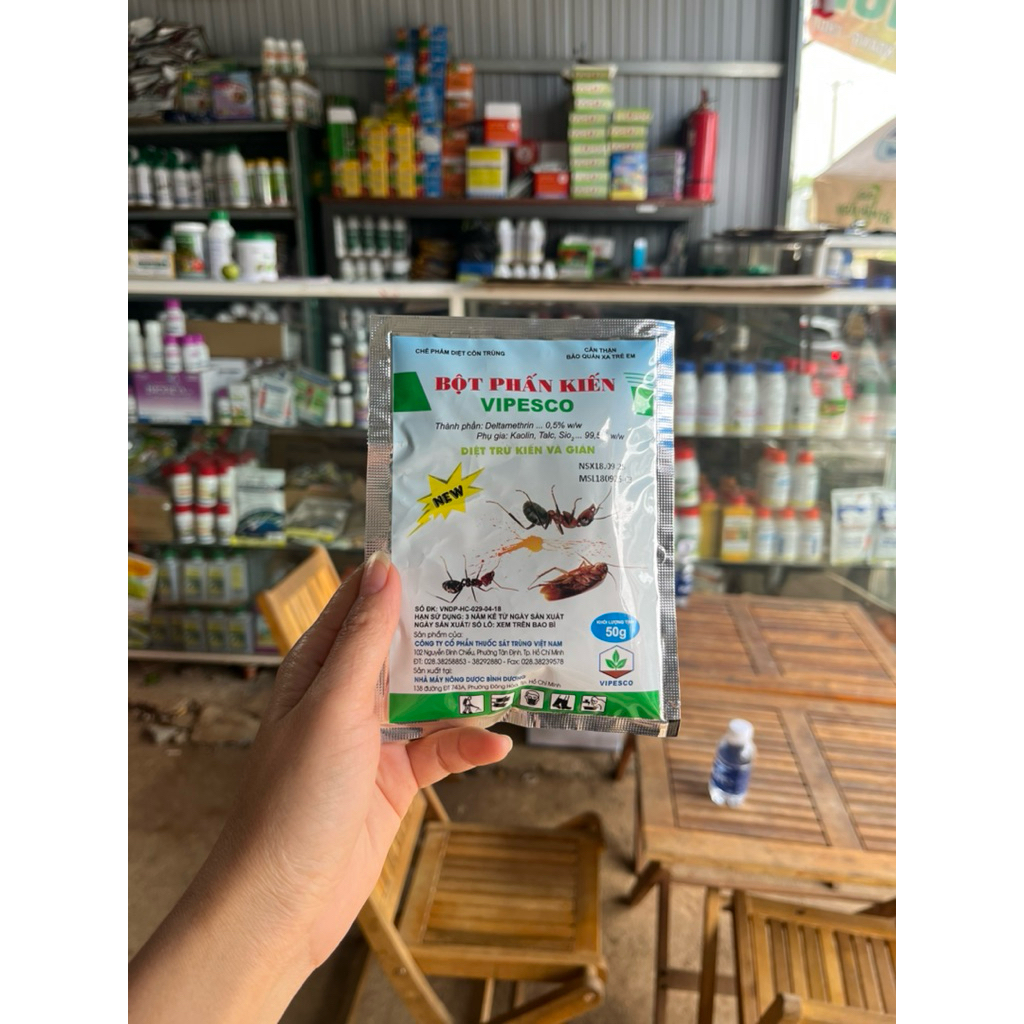 Bột Phấn Kiến Vipesco, Diet kiến gián trong nhà, khách sạn, vườn cây- Chế phẩm sinh học gói 50gr