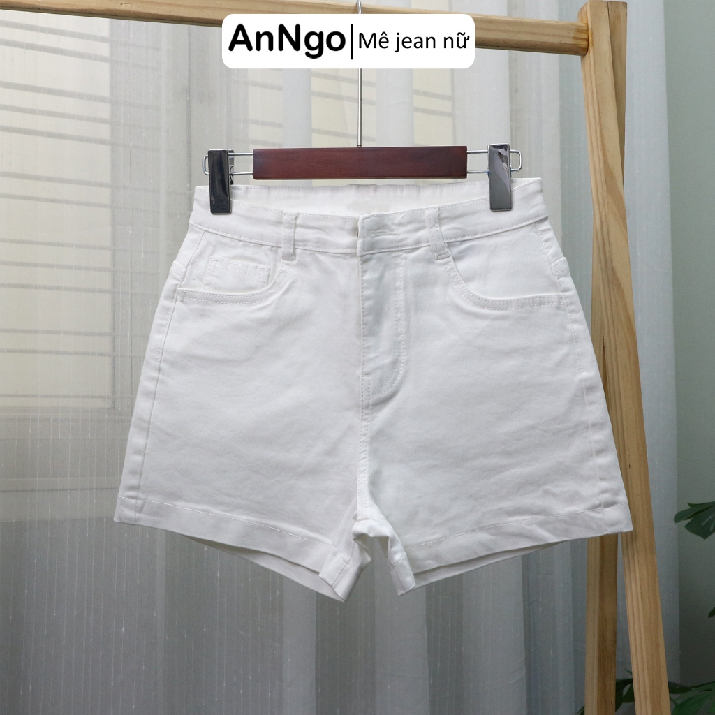 (Có big size) Quần short jean nữ co giãn, form trơn lưng cao dễ phối đồ Anngo - AT428