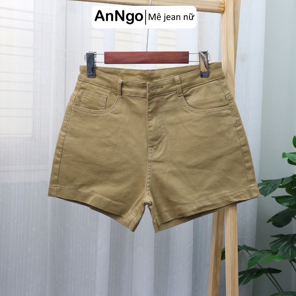 (Có big size) Quần short jean nữ co giãn, form trơn lưng cao dễ phối đồ Anngo - AT428