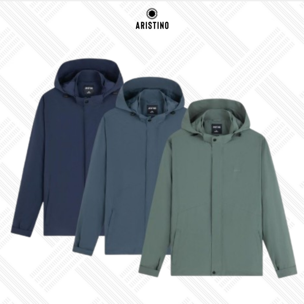 ARISTINO Áo Khoác Gió Thể Thao Nam 2 Lớp Regular Fit AJK003EDP01 Nylon Mềm Mịn Mỏng Nhẹ Co Giãn Bền Màu