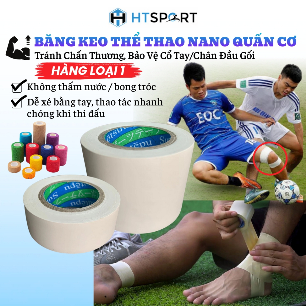 [COMBO 3 & 5] Băng Keo Thể Thao Nano Quấn Cơ Đá Bóng Tránh Chấn Thương Bảo Vệ Cổ Tay Chân Đầu Gối Tenis Cầu Lông