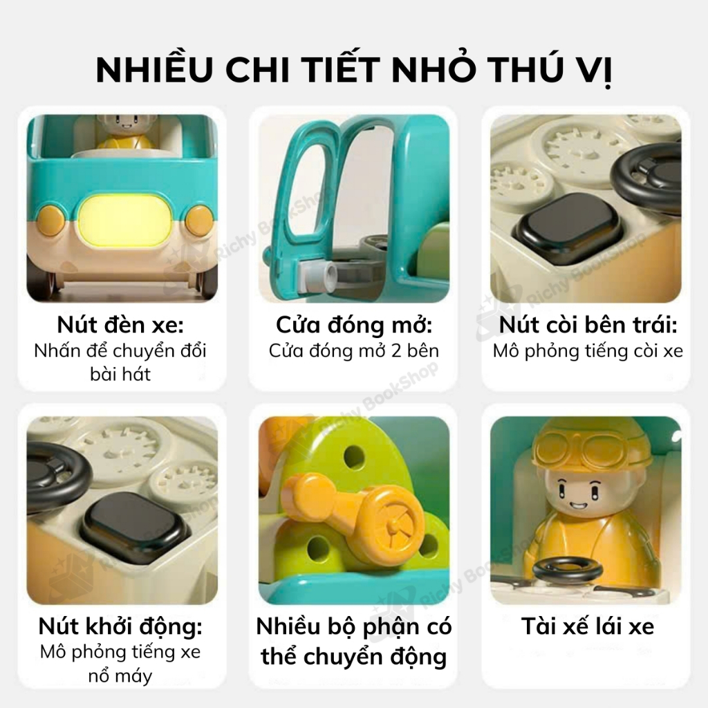 Ô tô đồ chơi trẻ em, xe tải đồ chơi, xe trộn bê tông, xe xúc cát cho bé có nhạc vui nhộn Goodway