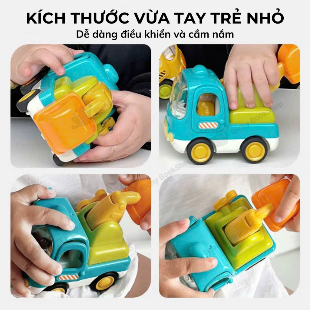 Ô tô đồ chơi trẻ em, xe tải đồ chơi, xe trộn bê tông, xe xúc cát cho bé có nhạc vui nhộn Goodway
