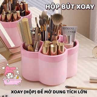 Hộp Đựng Bút Xinh Hình Bông Hoa – Khay Xoay 360° Dung Tích Lớn Nhiều Ngăn Phân Loại Đồ Dùng Dễ Dàng
