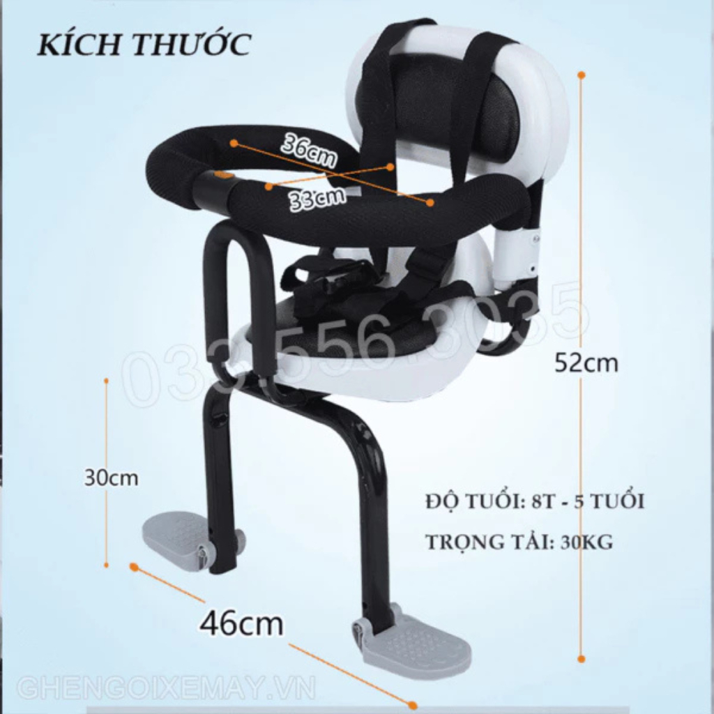 Ghế ngồi xe máy, ghế xe số/ ghế xe số cho bé đệm lưng quai xốp có đai an toàn Bi Bô Shop