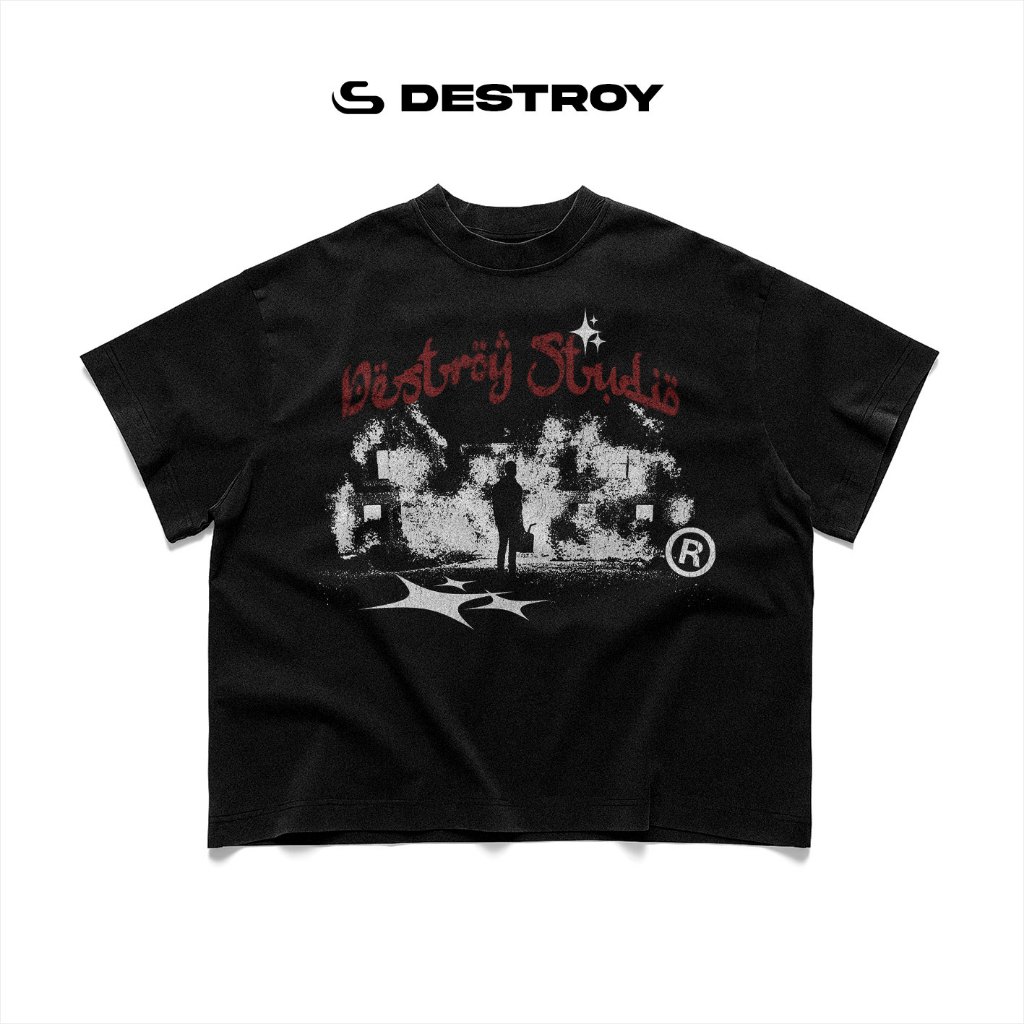 Áo Thun Local Brand DESTROY STUDIO Arabic - Áo Thun Boxy Form Rộng Unisex 250Gsm Cotton