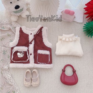 Quần áo trẻ em, Áo khoác gile da lộn lót lông 2 màu 9-26kg AK584 Tiểu Yến KID