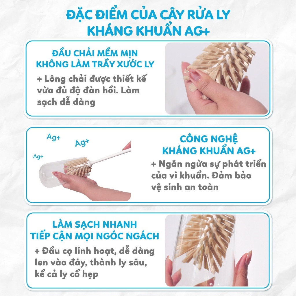 Cây Rửa Ly MyJae Đầu Chổi Kháng Khuẩn Mềm Mại